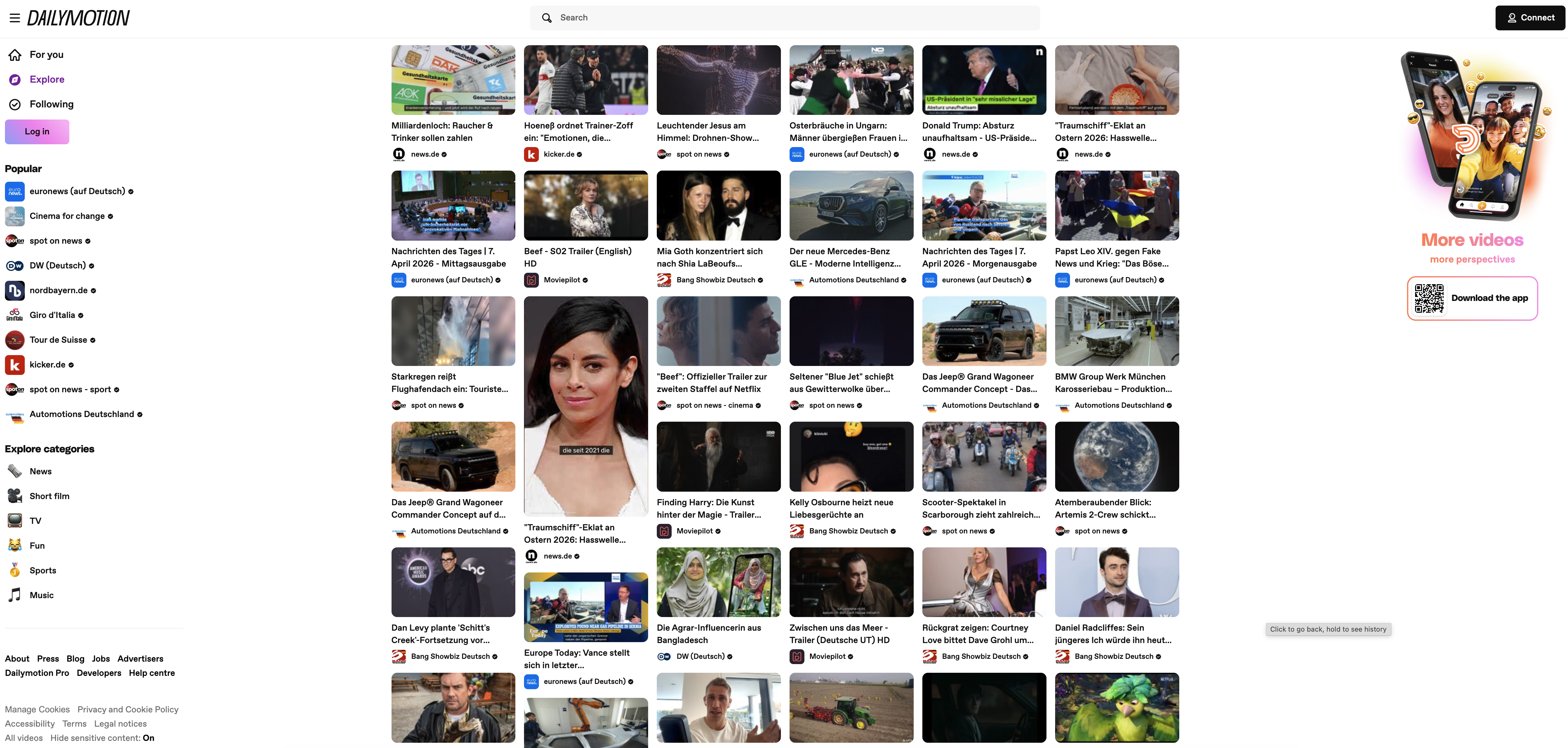 Dailymotion website screenshot