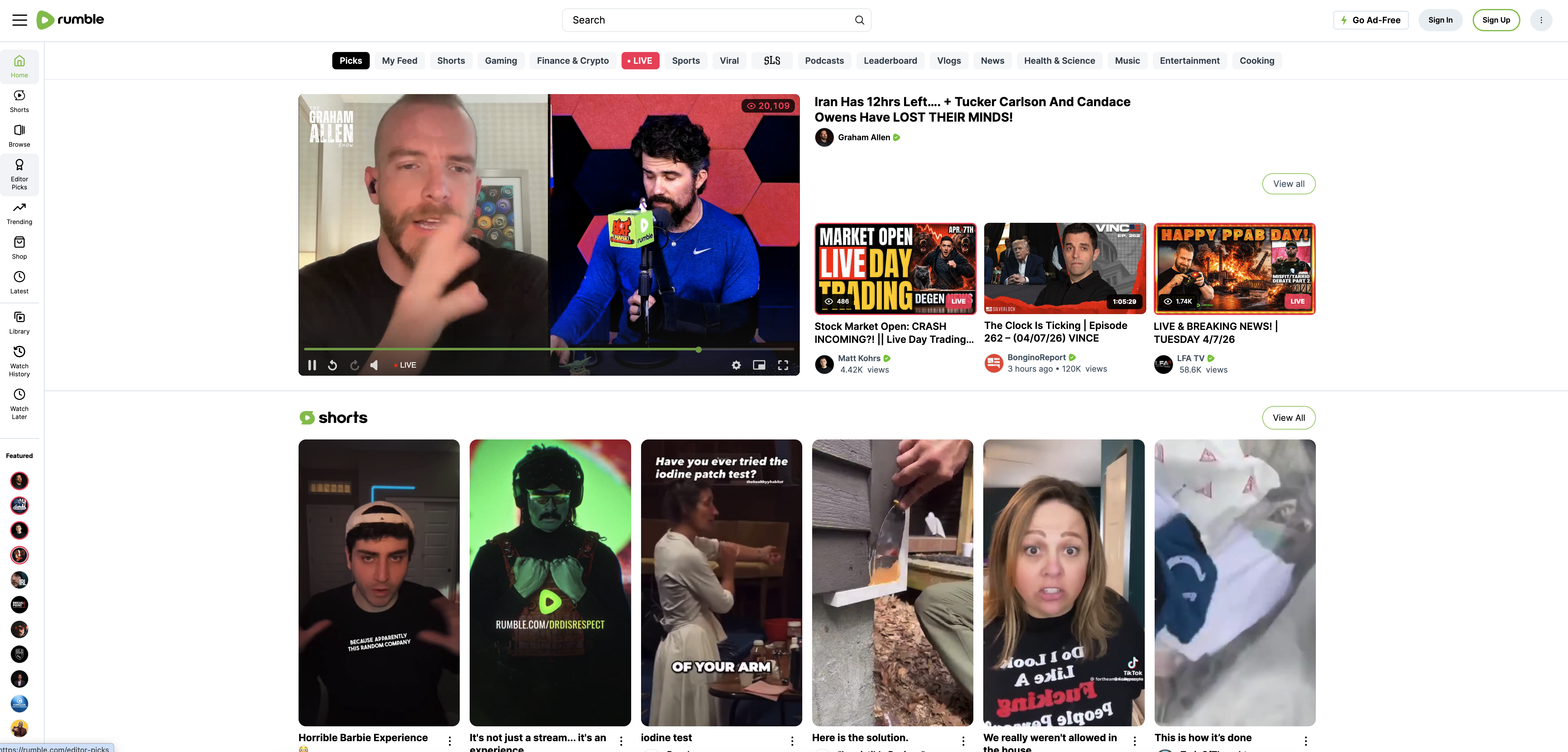 Rumble website screenshot