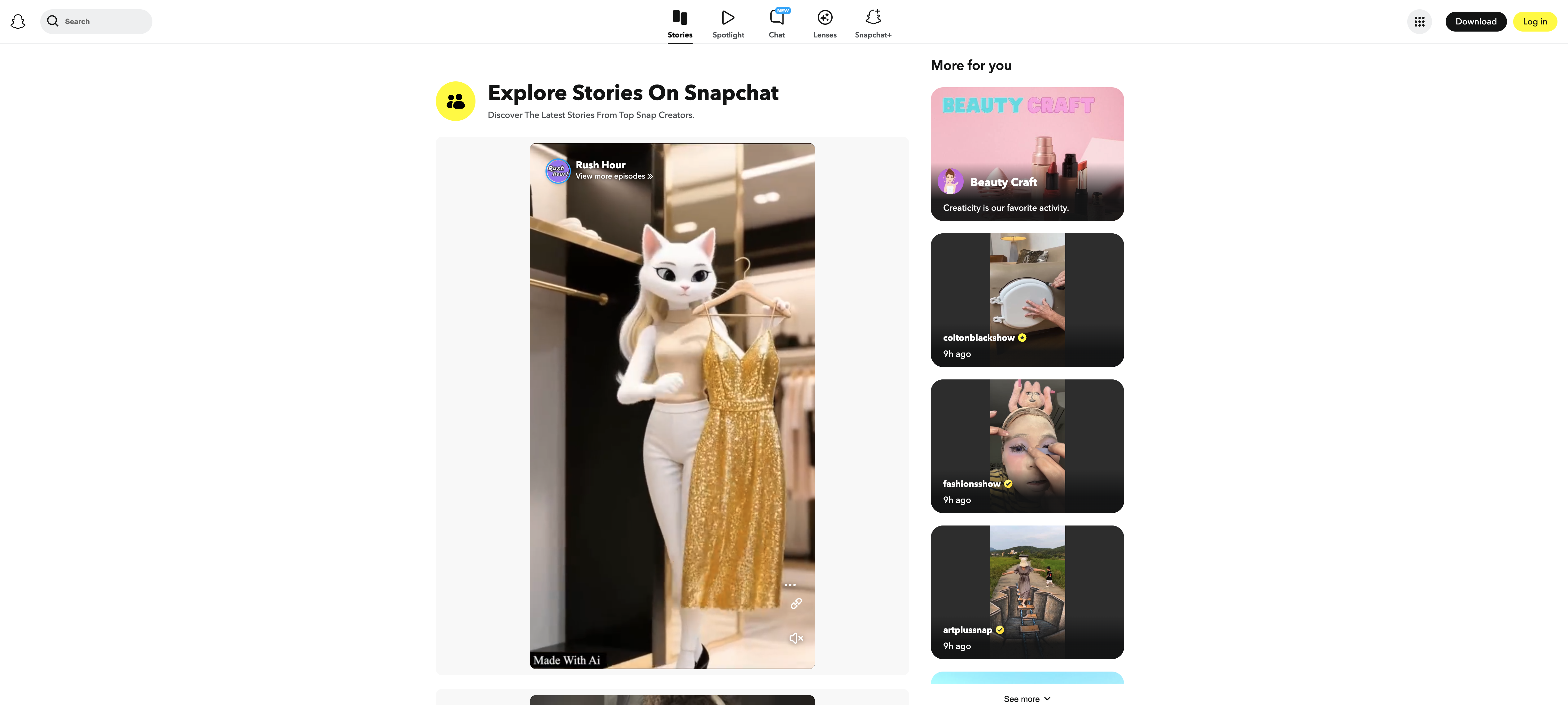 Snapchat website screenshot
