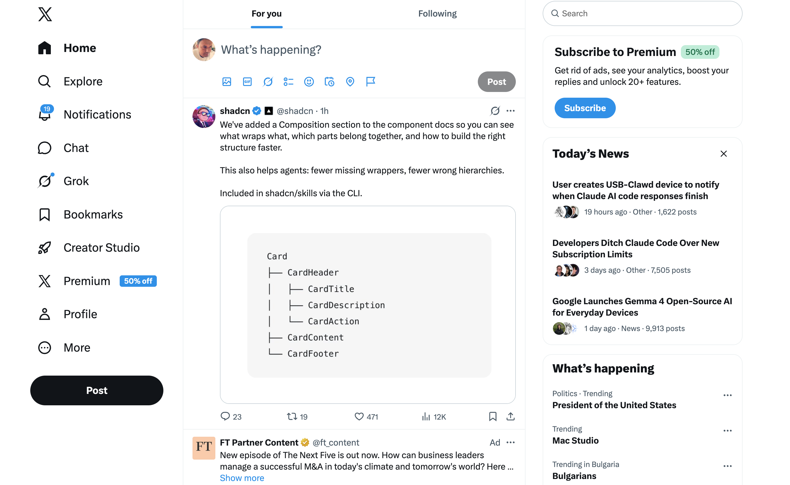 Twitter / X website screenshot